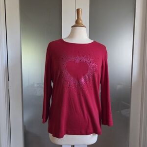 Women's Red Heart Long Sleeve Top